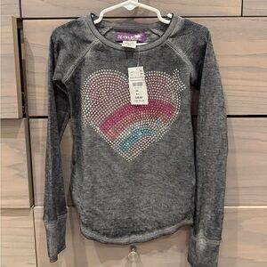 New w Tags SPARKLE Girls Crystal Gem Heart Long Sleeve Waffle Shirt 5/6